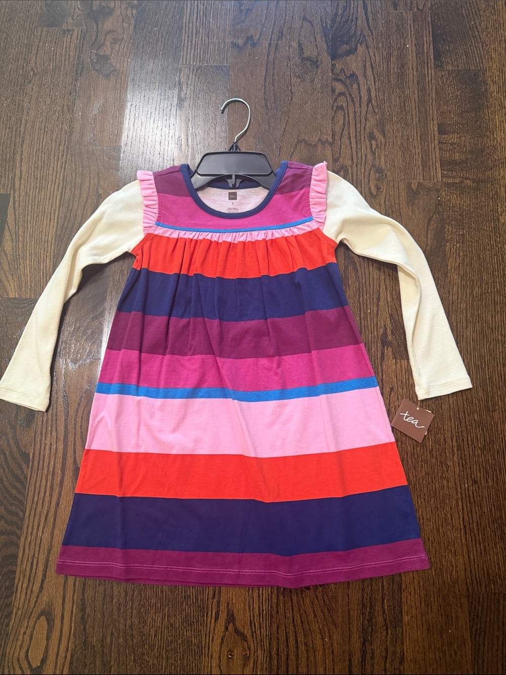 Tea Collection Girls' Long-Sleeve Striped Knit Dress - Pink & Cream